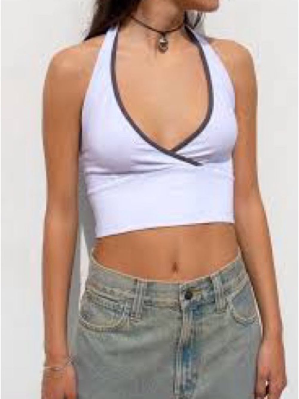 Subdued white halter top S